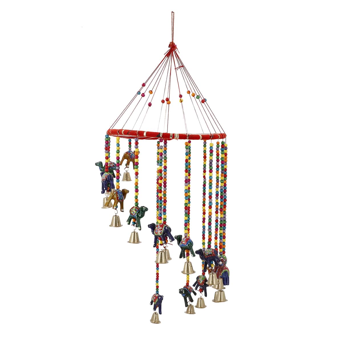 Hand Crafted Multi Color Camel Hanging with Bells 8 Inch image number 0