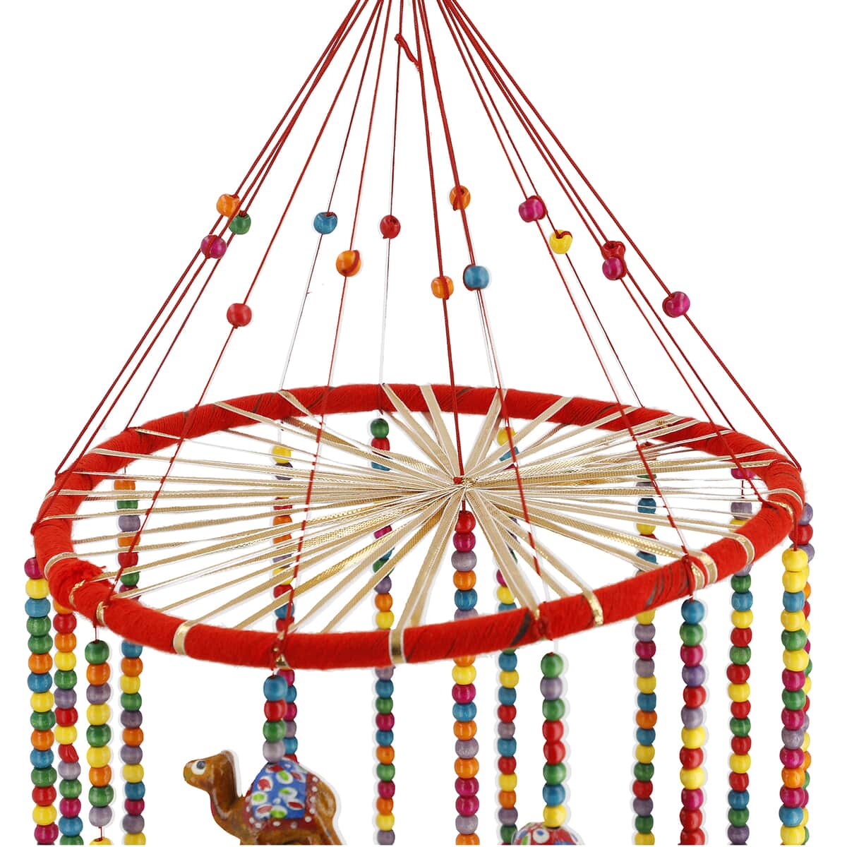 Hand Crafted Multi Color Camel Hanging with Bells 8 Inch image number 4