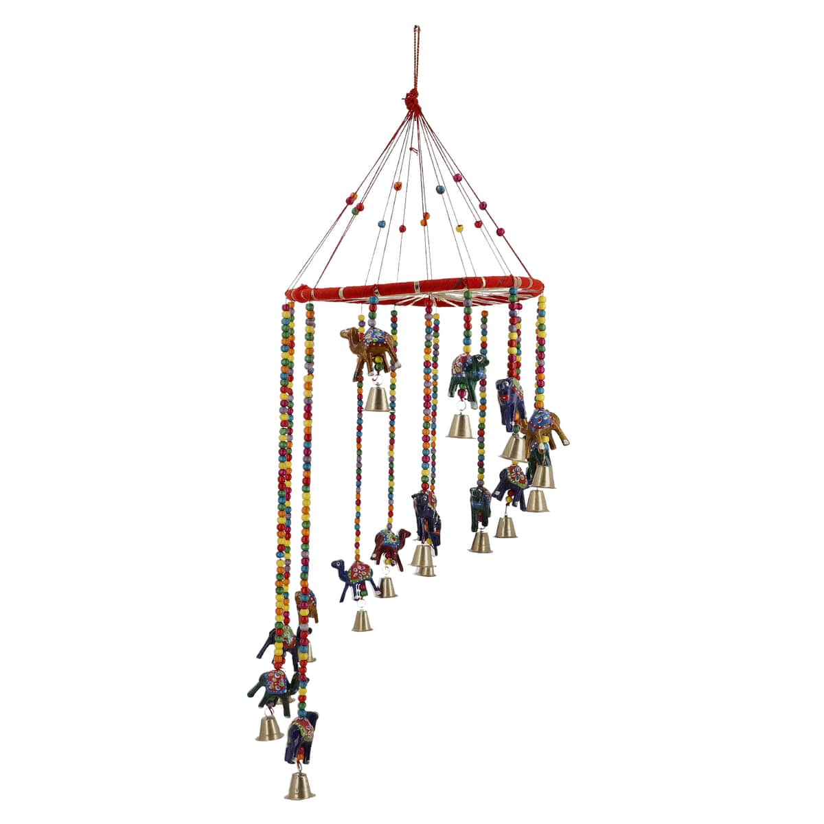 Hand Crafted Multi Color Camel Hanging with Bells 8 Inch image number 5