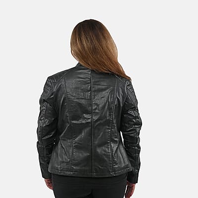 La Marey Black Genuine Lambskin Leather Zip Up Jacket - S