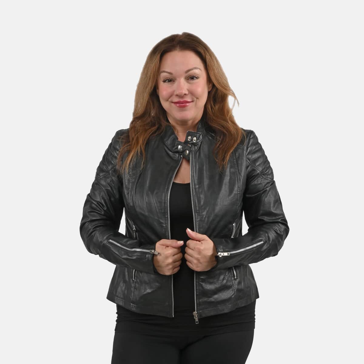 La Marey Black Genuine Lambskin Leather Zip Up Jacket - M image number 0