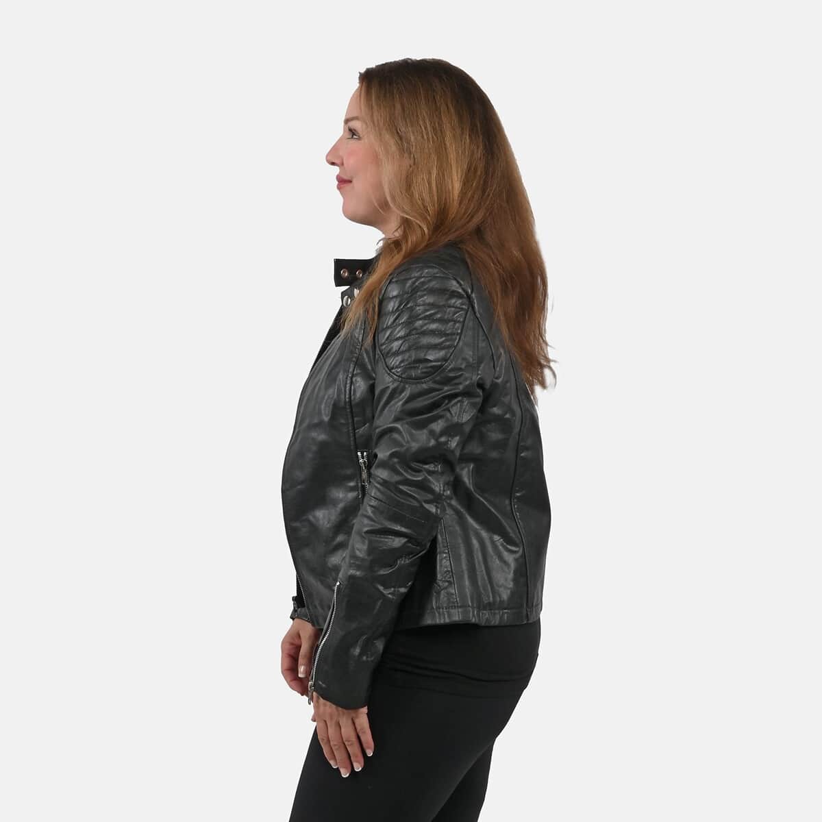 La Marey Black Genuine Lambskin Leather Zip Up Jacket - M image number 2