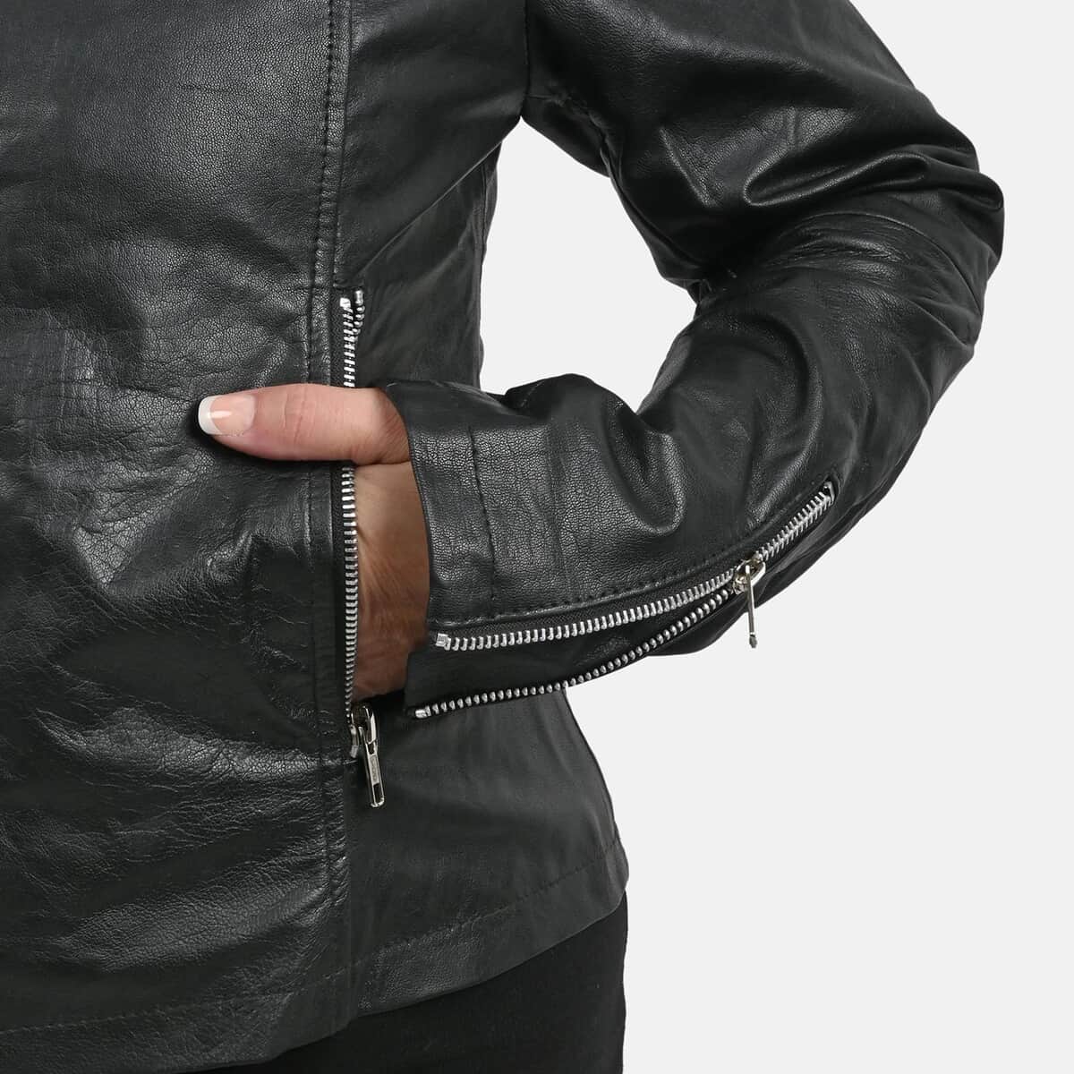 La Marey Black Genuine Lambskin Leather Zip Up Jacket - M image number 4