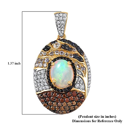 Ethiopian Welo Opal and Multi Gemstone Pendant without Chain in Vermeil Yellow Gold Over Sterling Silver 4.70 ctw