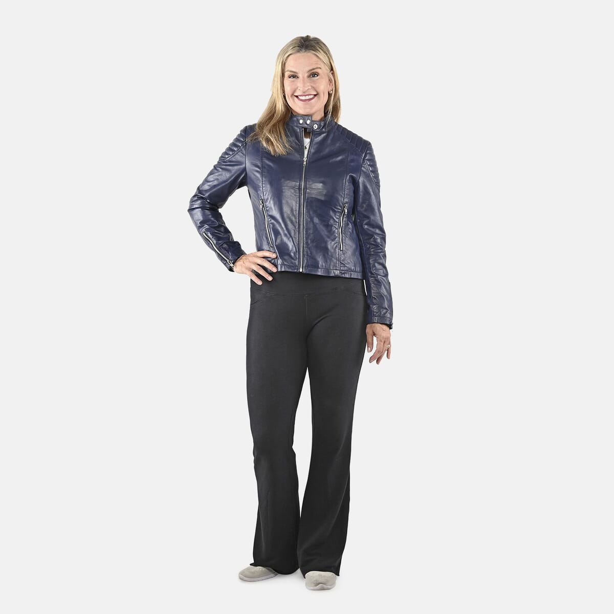 La Marey Navy Genuine Lambskin Leather Zip Up Jacket - M image number 0