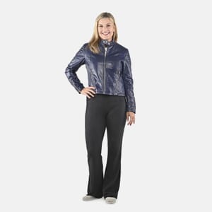 La Marey Navy Genuine Lambskin Leather Zip Up Jacket - M