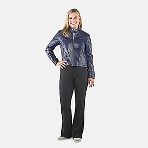 La Marey Navy Genuine Lambskin Leather Zip Up Jacket - XXL