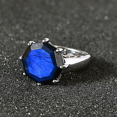 Malagasy Labradorite Solitaire Ring in Platinum Over Sterling Silver (Size 10.0) 10.15 ctw