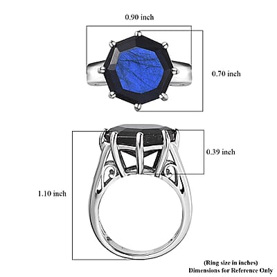 Malagasy Labradorite Solitaire Ring in Platinum Over Sterling Silver (Size 10.0) 10.15 ctw
