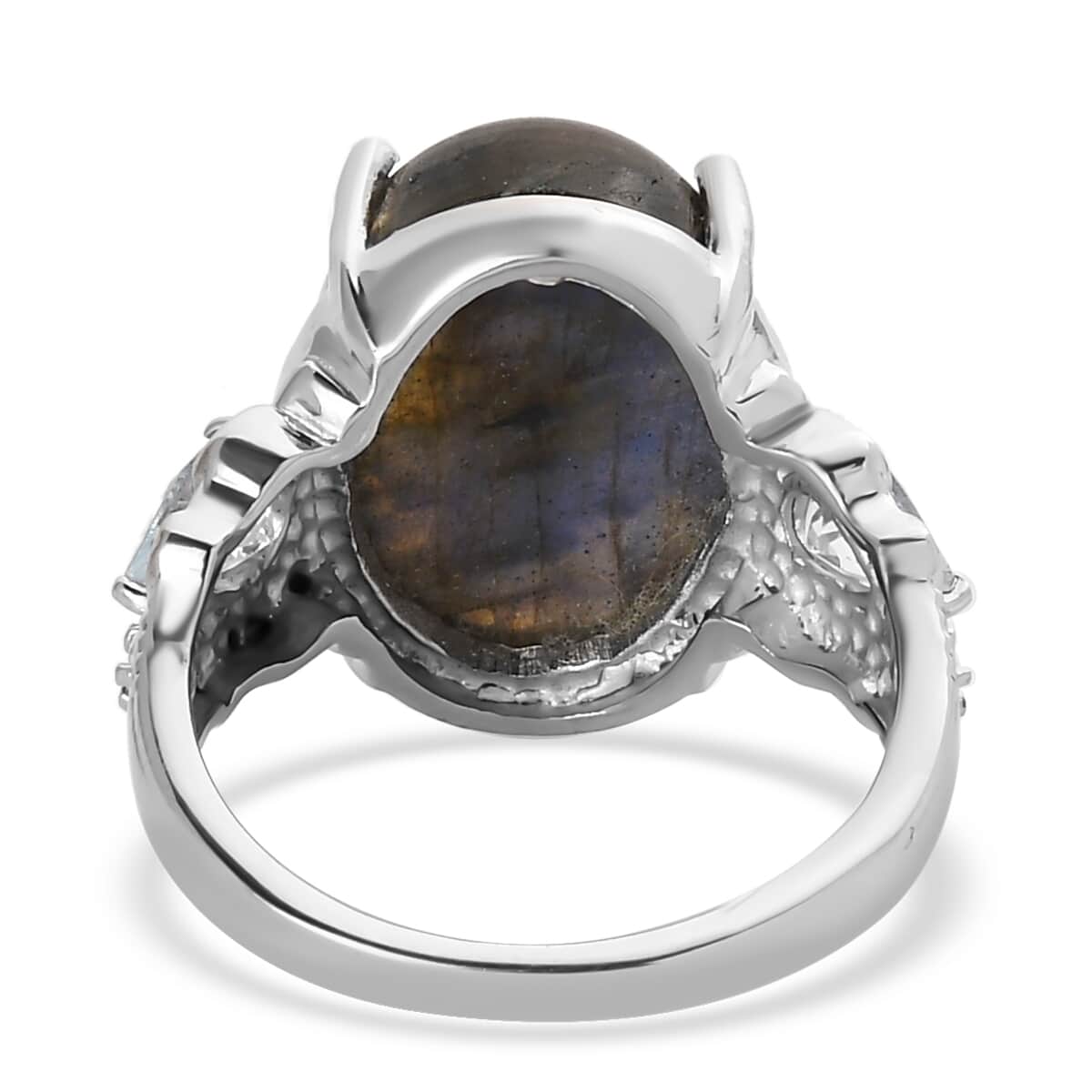 Malagasy Labradorite and Multi Gemstone Ring in Stainless Steel (Size 10.0) 14.75 ctw image number 4