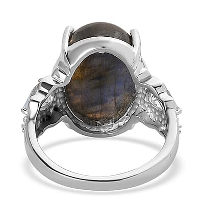 Malagasy Labradorite and Multi Gemstone Ring in Stainless Steel (Size 10.0) 14.75 ctw