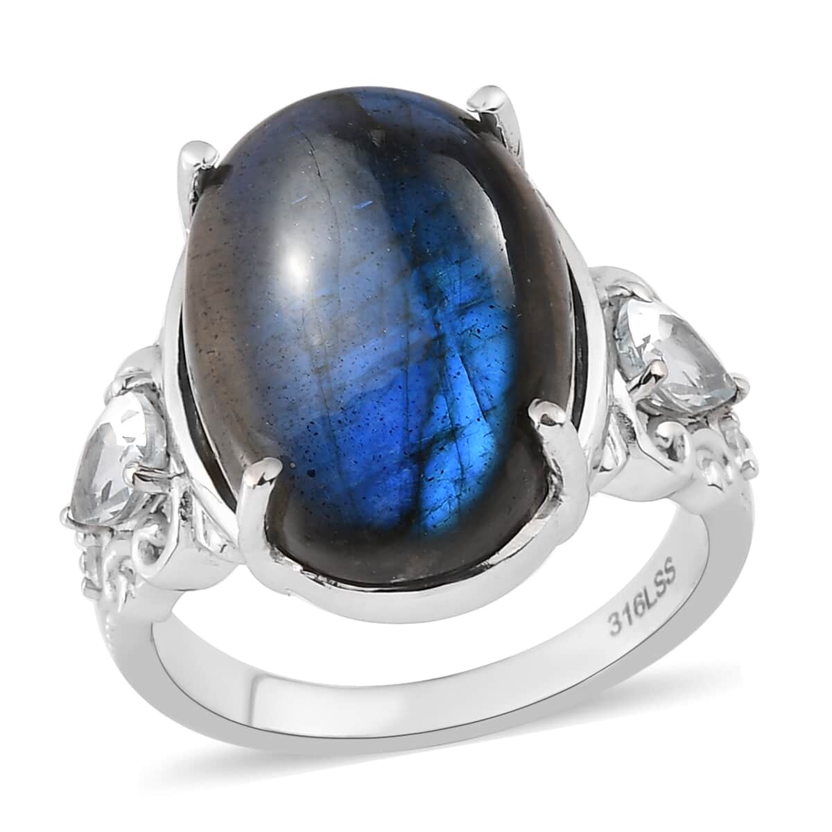 Malagasy Labradorite and Multi Gemstone Ring in Stainless Steel (Size 5.0) 14.75 ctw image number 0