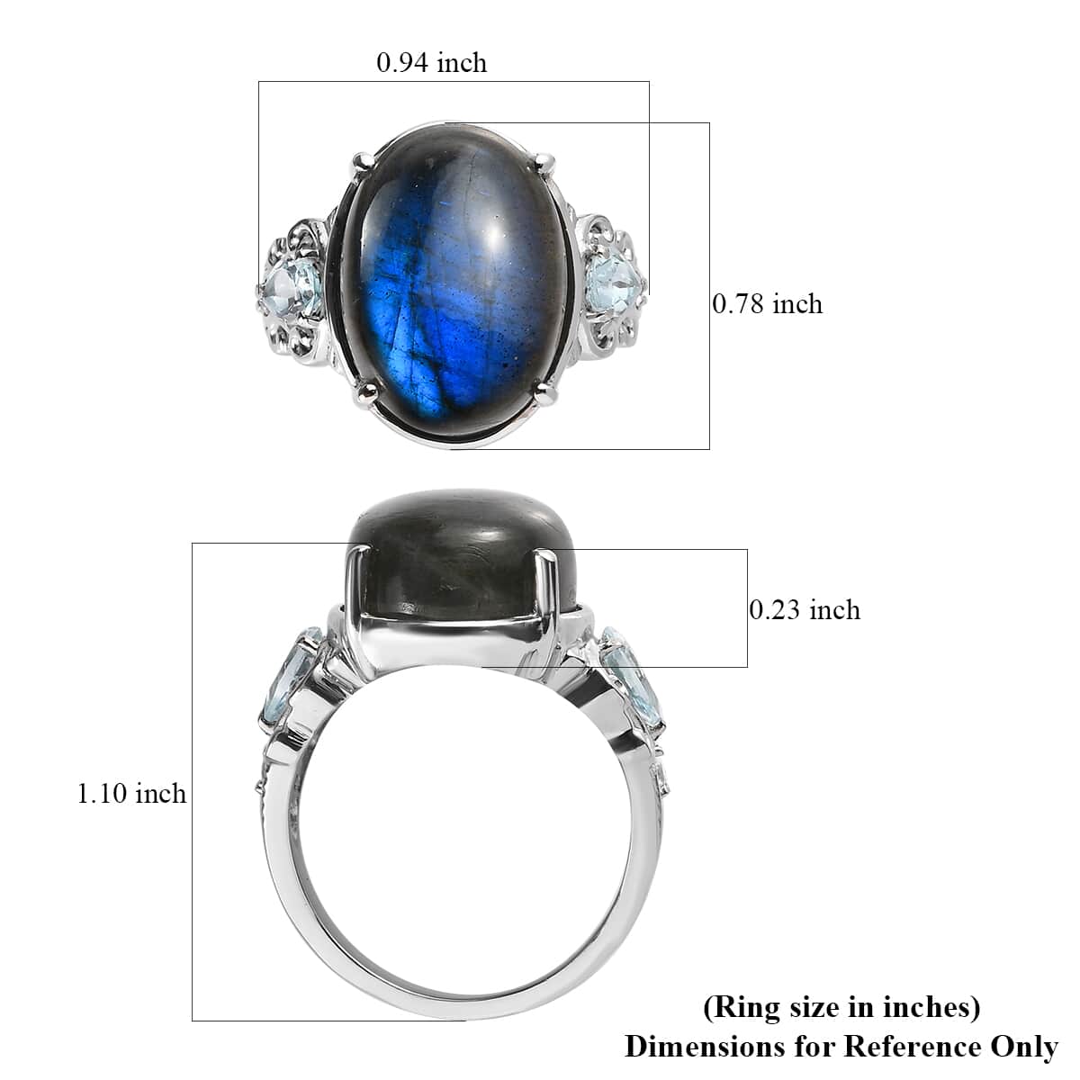 Malagasy Labradorite and Multi Gemstone Ring in Stainless Steel (Size 6.0) 14.75 ctw image number 5