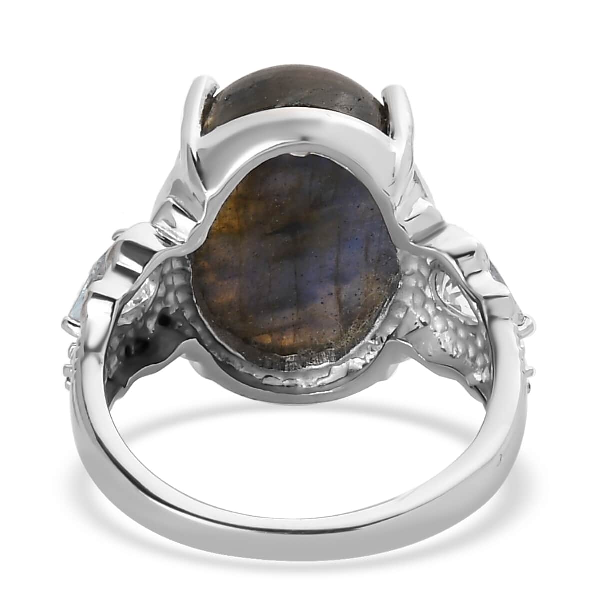 Malagasy Labradorite and Multi Gemstone Ring in Stainless Steel (Size 7.0) 14.75 ctw image number 4