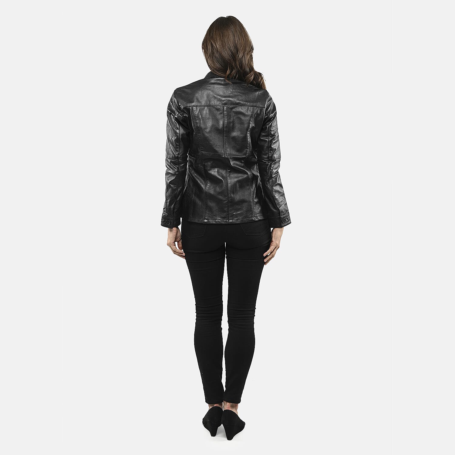 La Marey Black Genuine Lambskin Button-up Shacket - S