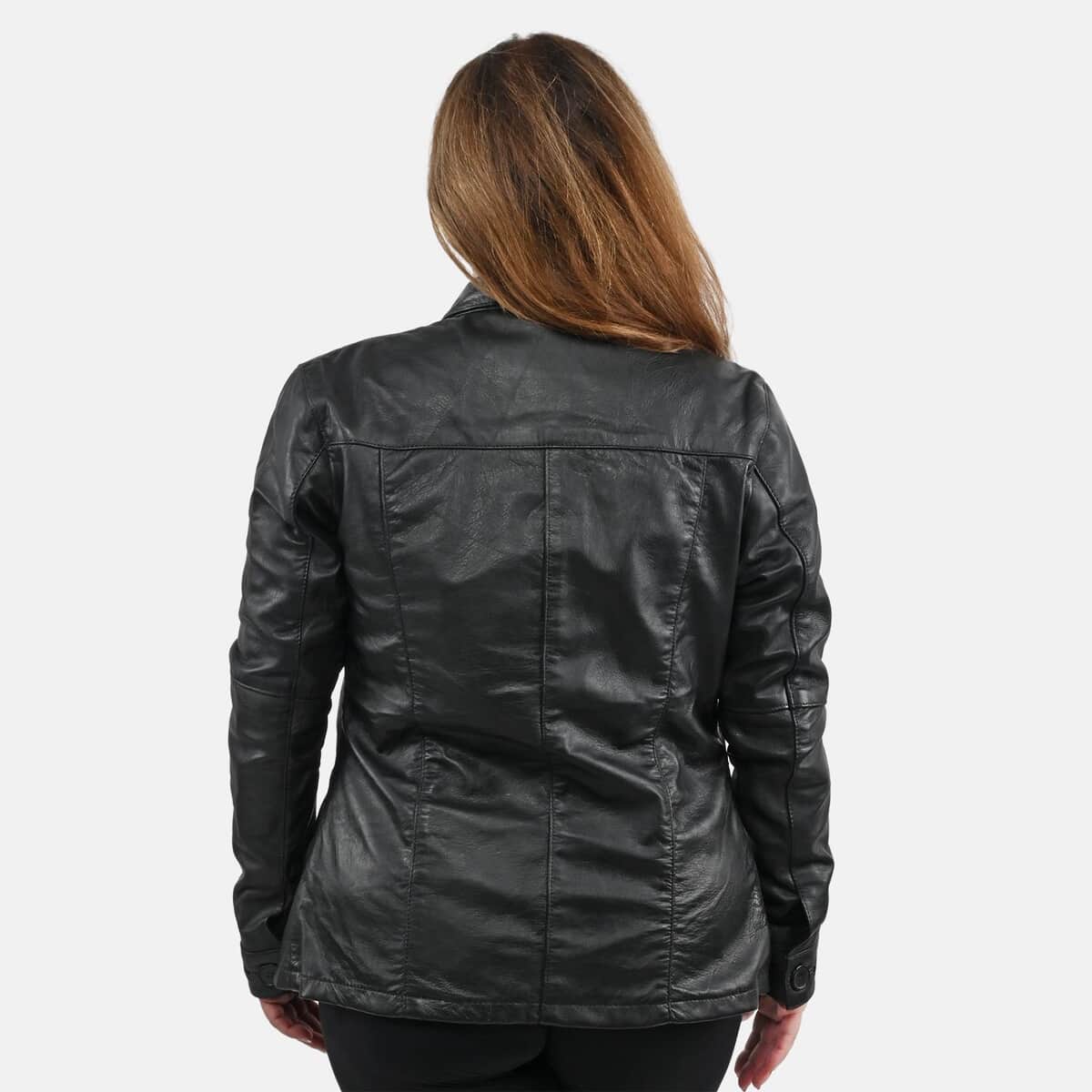 La Marey Black Genuine Lambskin Button-up Shacket - M image number 1