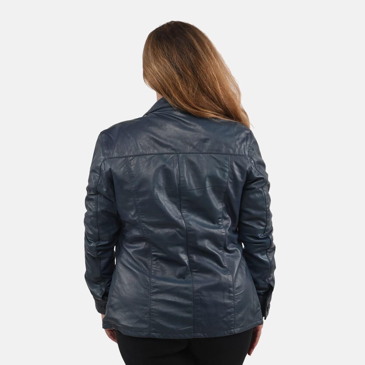 La Marey Navy Genuine Lambskin Button-up Shacket - M image number 1