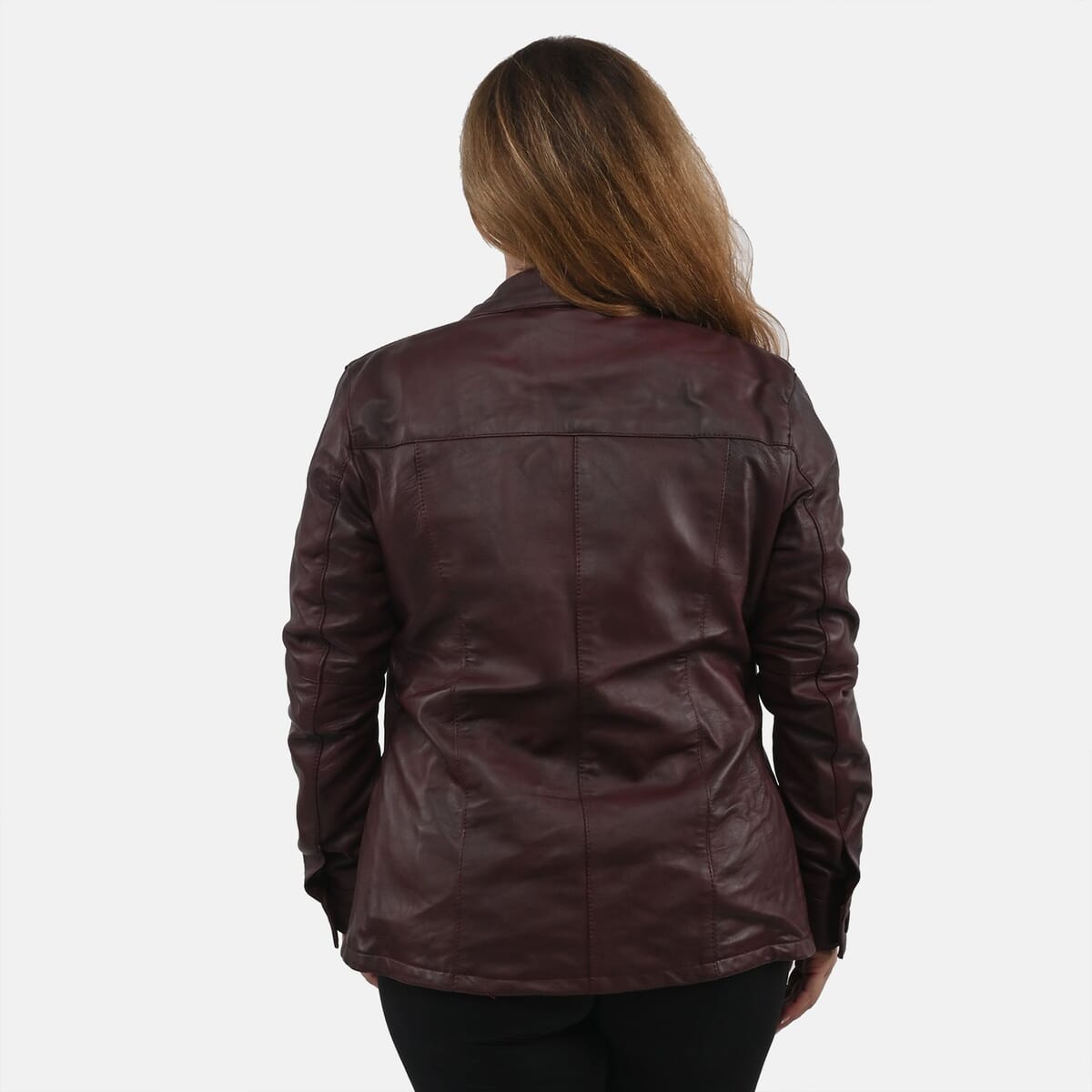 La Marey Mahogany Genuine Lambskin Button-up Shacket - M image number 1