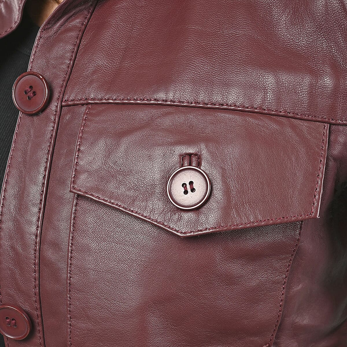 La Marey Mahogany Genuine Lambskin Button-up Shacket - XXL image number 4