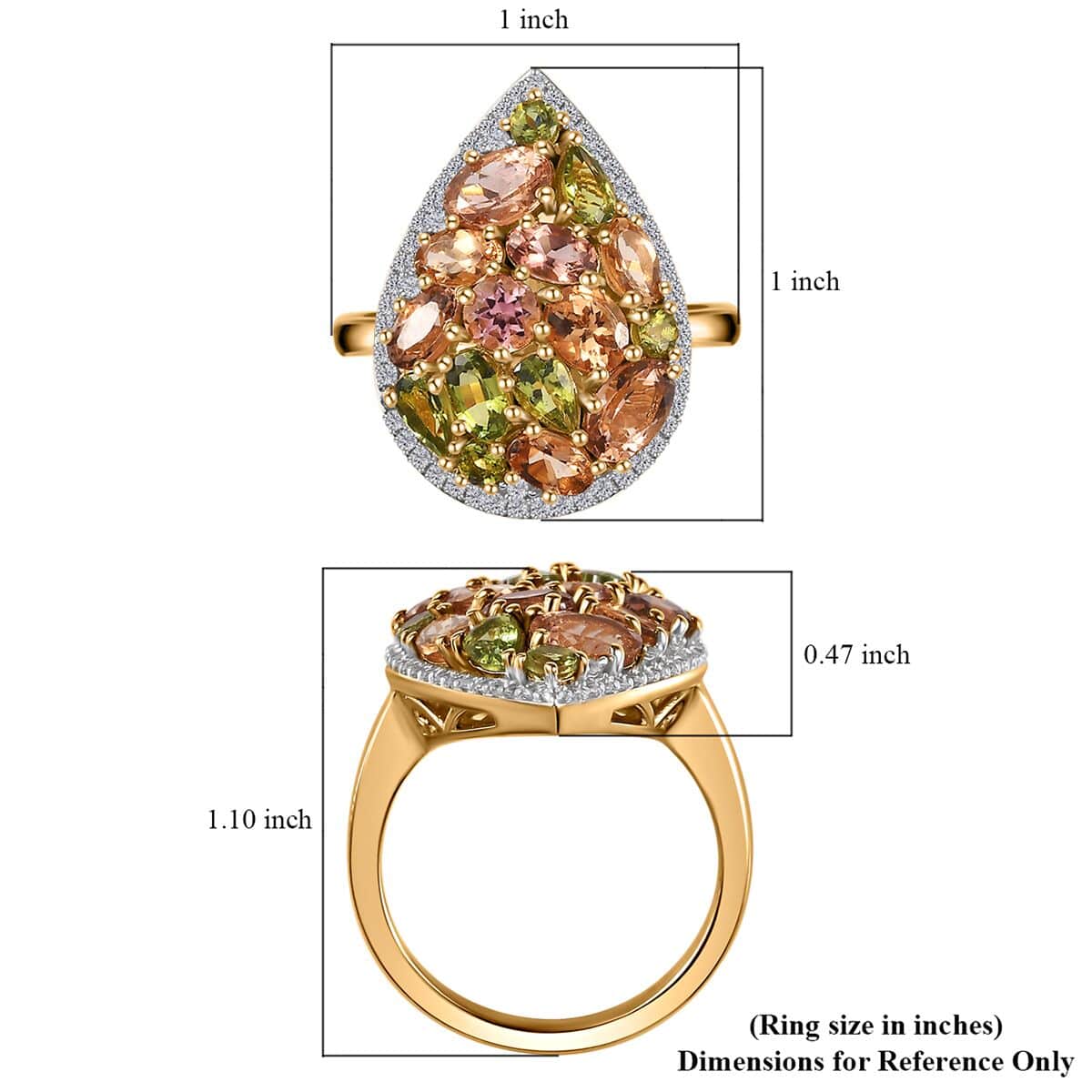 Premium Calabar Green and Golden Tourmaline, Multi Gemstone Ring in Vermeil Yellow Gold Over Sterling Silver (Size 7.0) 4.40 ctw image number 5