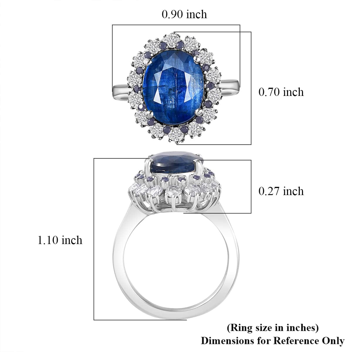 Kashmir Kyanite and Multi Gemstone Floral Ring in Platinum Over Sterling Silver (Size 10.0) 5.40 ctw image number 5
