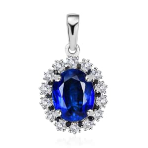 Kashmir Kyanite and Multi Gemstone Floral Pendant in Platinum Over Sterling Silver 5.70 ctw