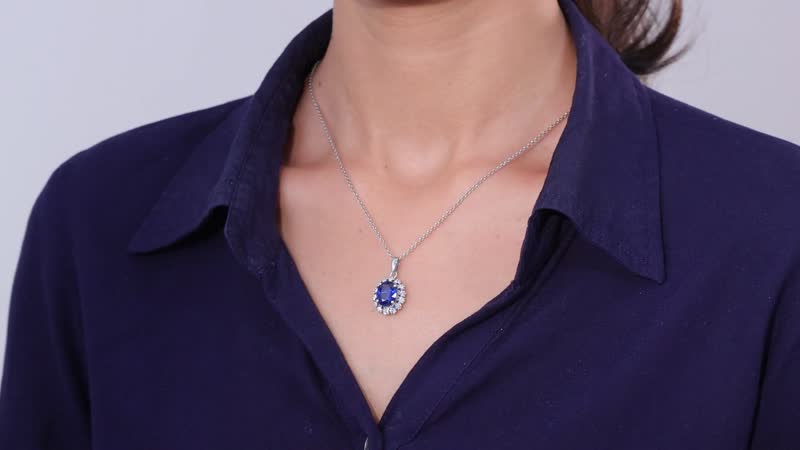Kashmir Kyanite and Multi Gemstone Floral Pendant without Chain in Platinum Over Sterling Silver 5.70 ctw