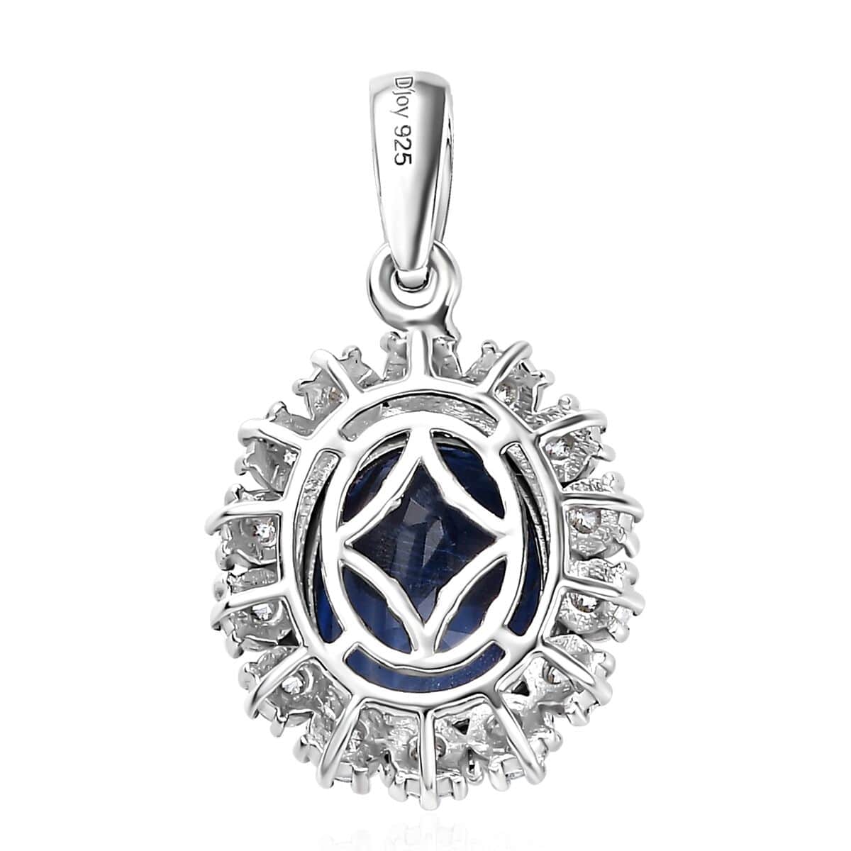 Kashmir Kyanite and Multi Gemstone Floral Pendant in Platinum Over Sterling Silver 5.70 ctw image number 4