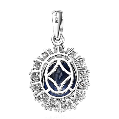 Kashmir Kyanite and Multi Gemstone Floral Pendant without Chain in Platinum Over Sterling Silver 5.70 ctw