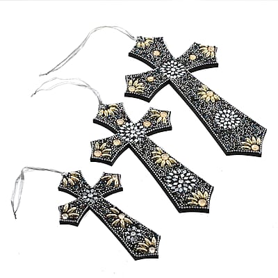 Livmore Black Set of 3 Beaded Cross Hanging