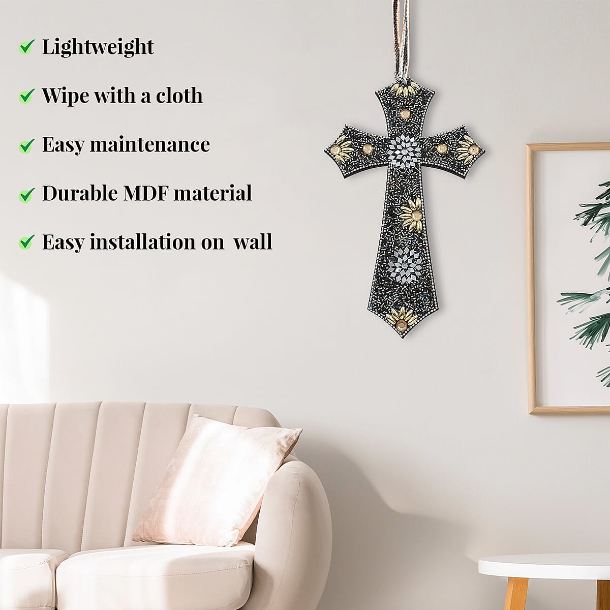 Set of 3 Beaded Cross Hanging - Black image number 3