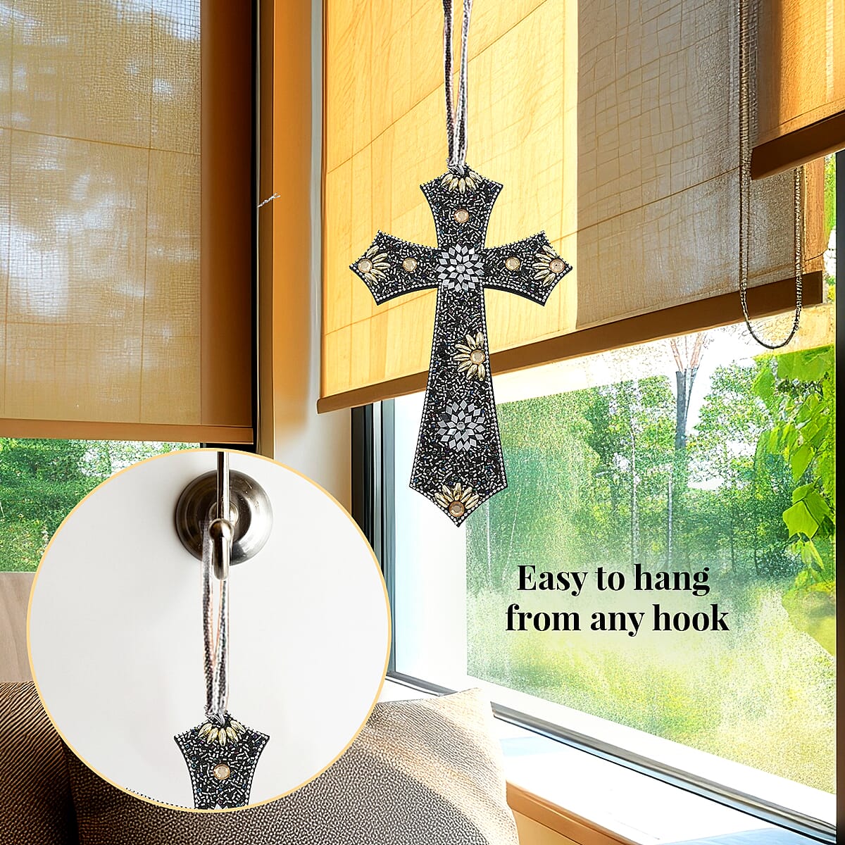 Set of 3 Beaded Cross Hanging - Black image number 4