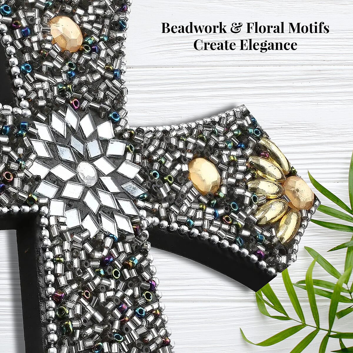 Set of 3 Beaded Cross Hanging - Black image number 5