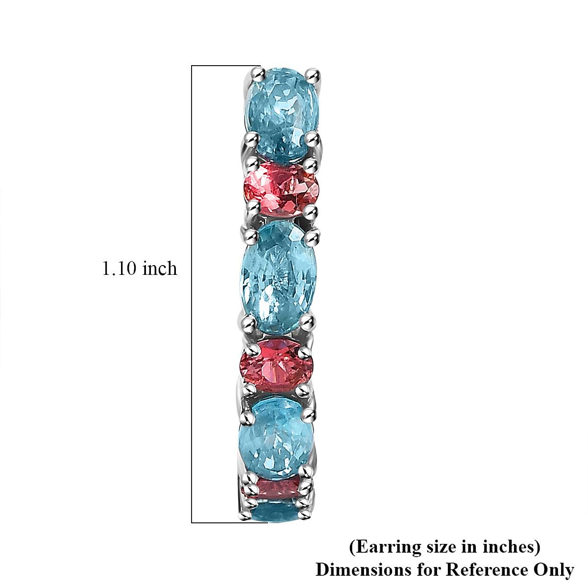 Cambodian Blue Zircon and Morro Redondo Pink Tourmaline Hoop Earrings in Platinum Over Sterling Silver 6.75 ctw