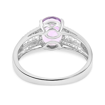 Uruguayan Amethyst and Moissanite Ring in Platinum Over Sterling Silver (Size 10.0) 2.60 ctw
