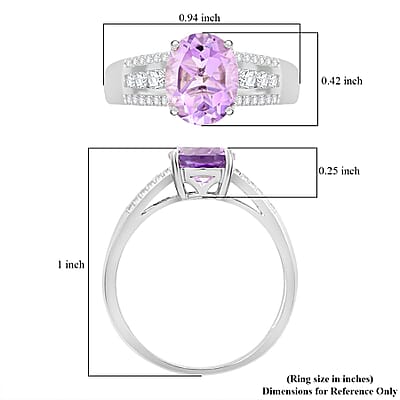 Uruguayan Amethyst and Moissanite Ring in Platinum Over Sterling Silver (Size 10.0) 2.60 ctw