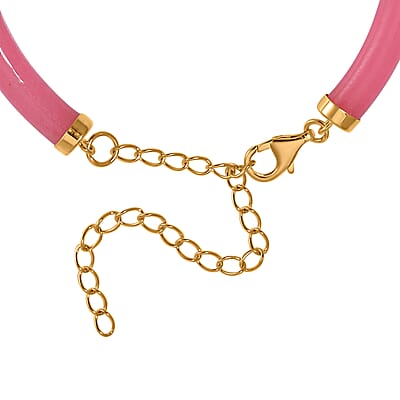 Pink Jade (D) and White Shell Pearl Bracelet in 14K Yellow Gold Over Sterling Silver (5.75-8.25In) 32.75 ctw