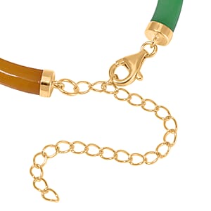 Multi Color Jade (D), White Shell Pearl Bracelet in 14K Yellow Gold Over Sterling Silver (5.75-8.25In) 32.75 ctw
