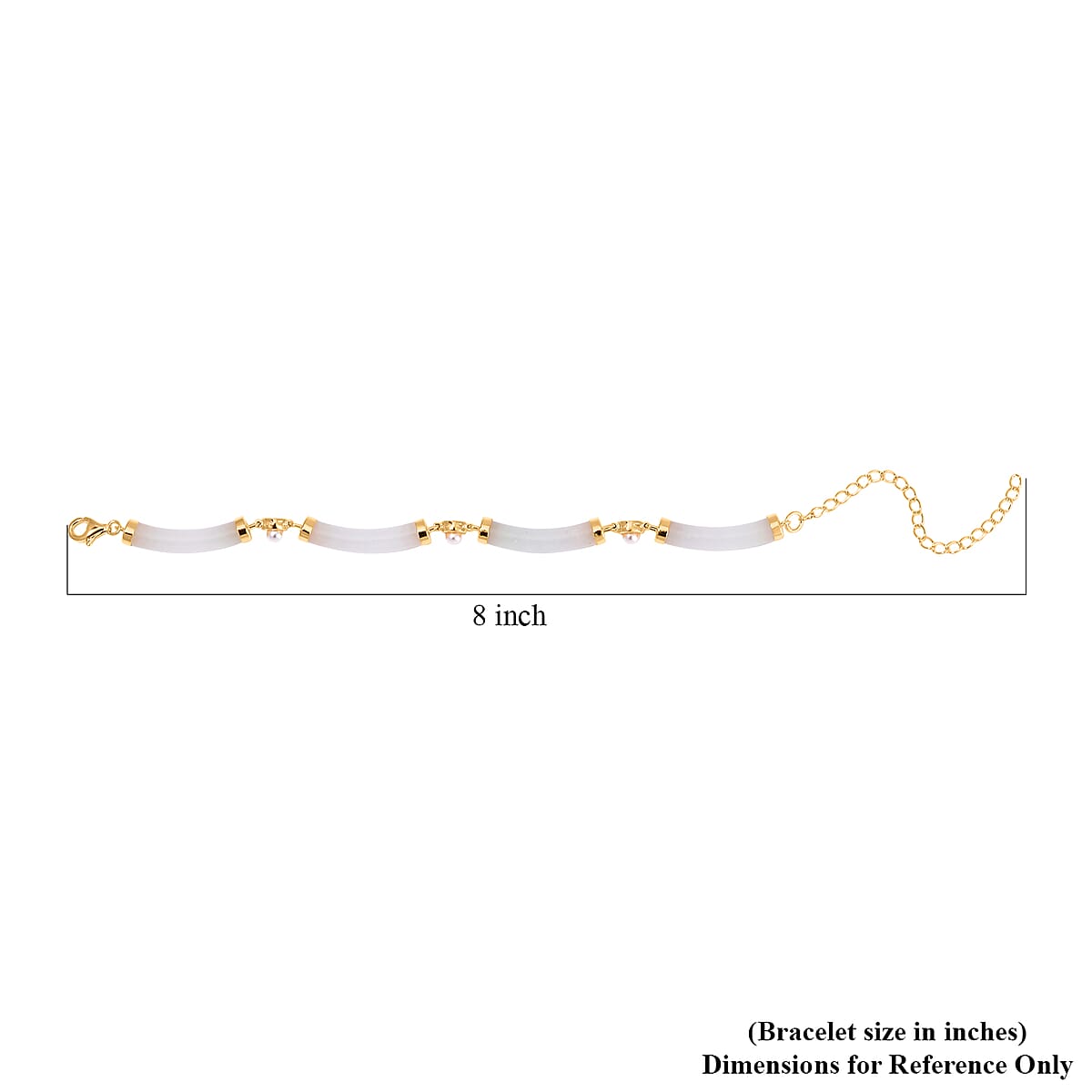 Natural Jade and White Shell Pearl Bracelet in 14K Yellow Gold Over Sterling Silver (5.75-8.25In) 32.75 ctw image number 4