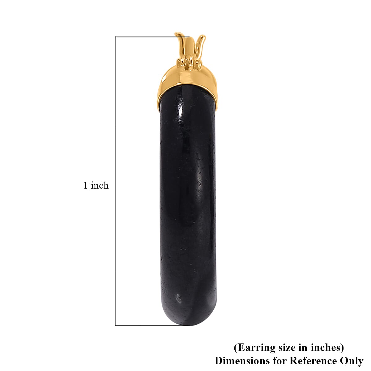 Black Jade (D) Hoop Earrings in 14K Yellow Gold Over Sterling Silver 16.00 ctw