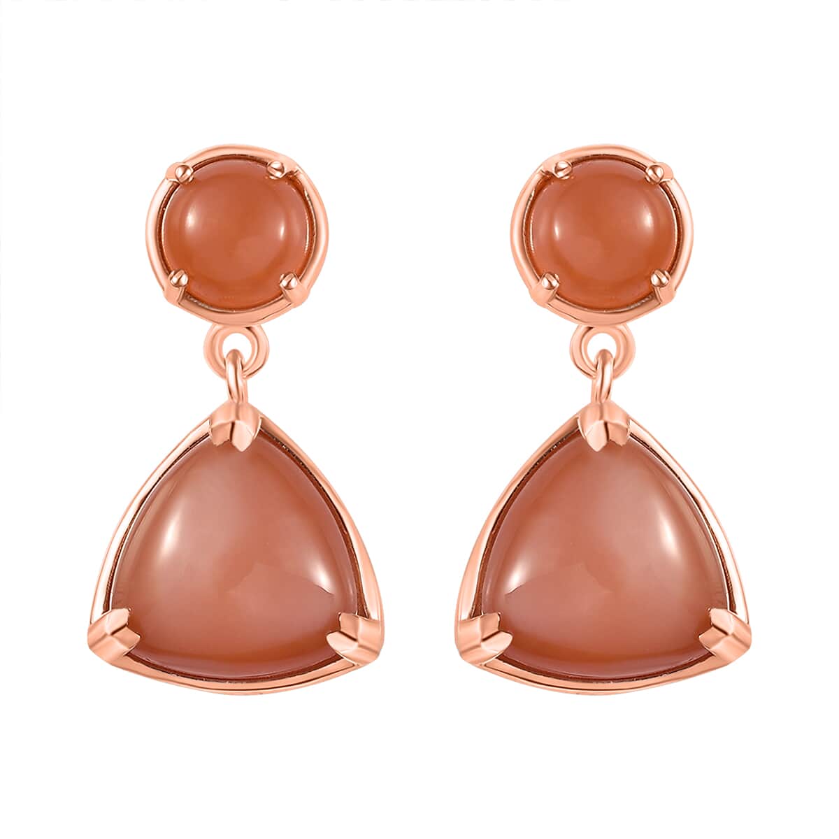 Peach Moonstone Drop Earrings in Vermeil Rose Gold Over Sterling Silver 13.90 ctw image number 0