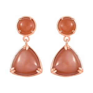 Peach Moonstone Drop Earrings in Vermeil Rose Gold Over Sterling Silver 13.90 ctw
