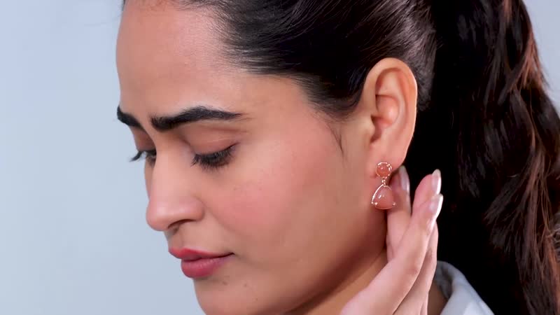 D'Joy Peach Moonstone 13.90 ctw Drop Earrings in Vermeil Rose Gold Over Sterling Silver