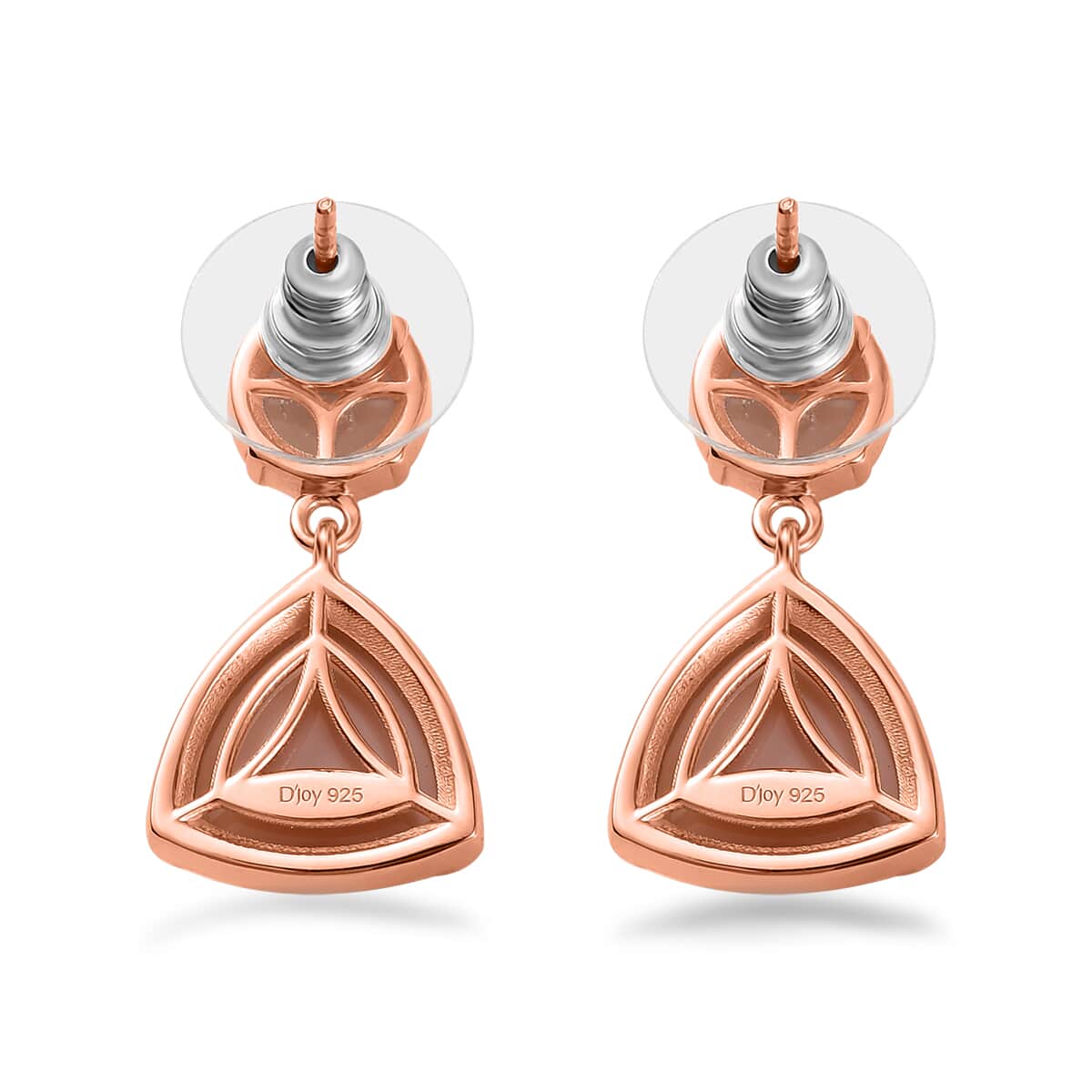 Peach Moonstone Drop Earrings in Vermeil Rose Gold Over Sterling Silver 13.90 ctw image number 4