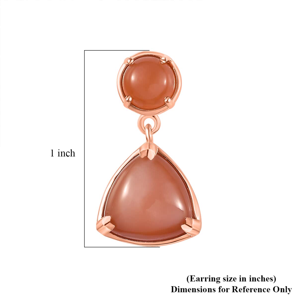 Peach Moonstone Drop Earrings in Vermeil Rose Gold Over Sterling Silver 13.90 ctw image number 5