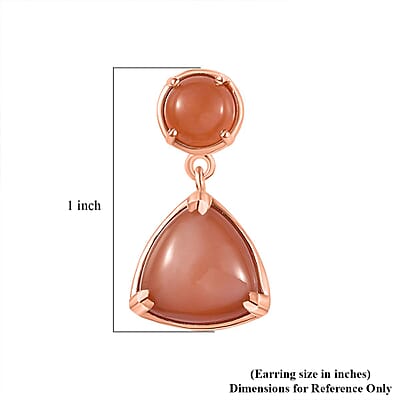 D'Joy Peach Moonstone 13.90 ctw Drop Earrings in Vermeil Rose Gold Over Sterling Silver
