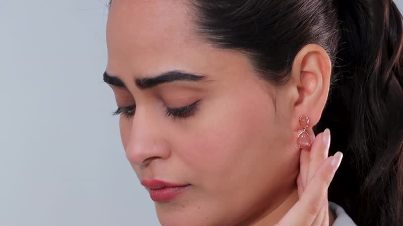 Peach Moonstone Drop Earrings in Vermeil Rose Gold Over Sterling Silver 9.65 ctw