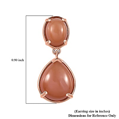 Peach Moonstone Drop Earrings in Vermeil Rose Gold Over Sterling Silver 9.65 ctw