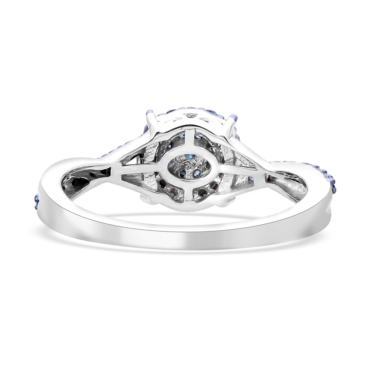 Blue Diamond Ring in Platinum Over Sterling Silver (Size 10.0) 0.33 ctw image number 2