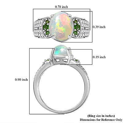 Premium Ethiopian Welo Opal and Multi Gemstone Ring in Platinum Over Sterling Silver (Size 10.0) 1.60 ctw